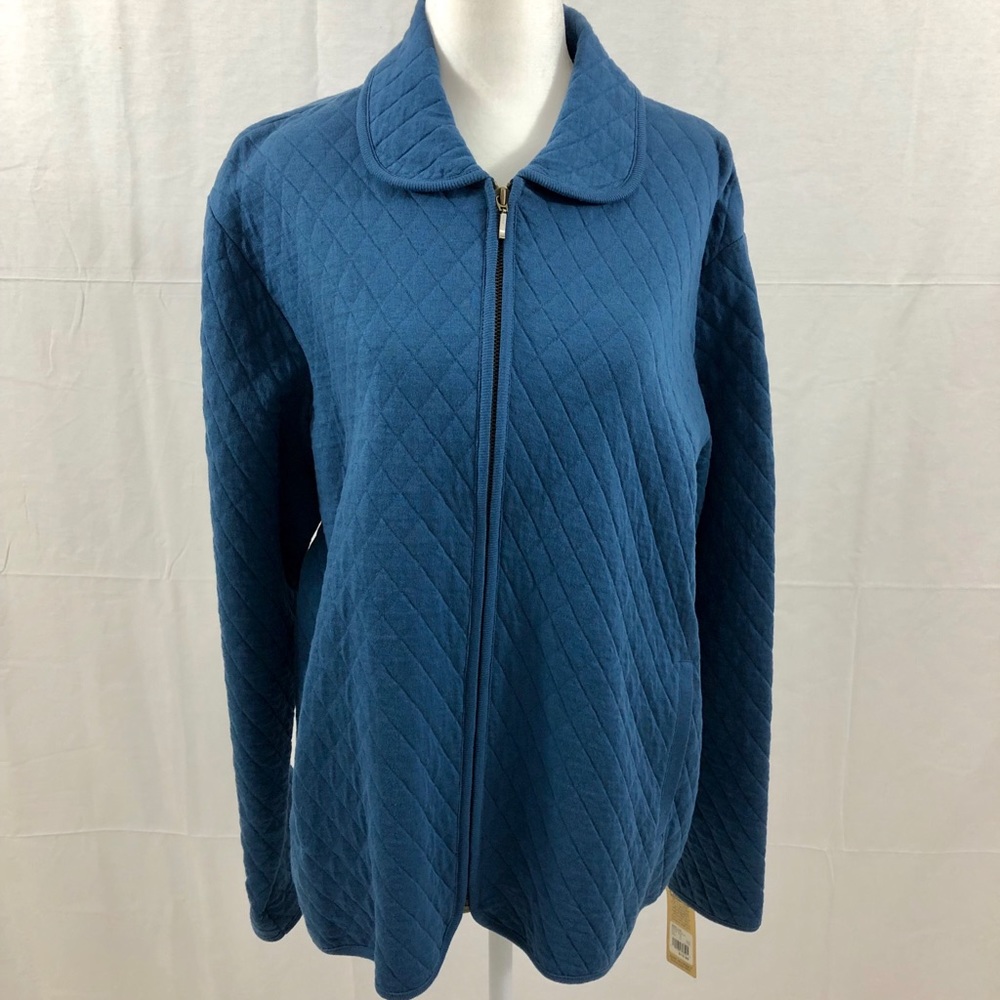 NEW Cherokee Zip Up Quilted Jacket, Size Large, Blue